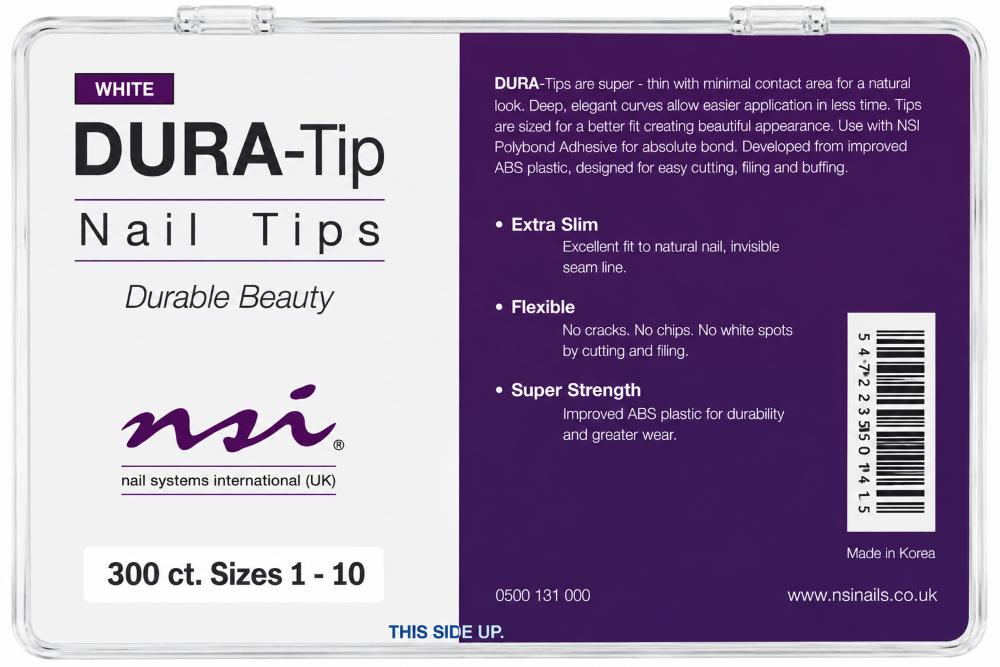 NSI DURA TIPS WHITE SIZES 1-10 - 300 PACK