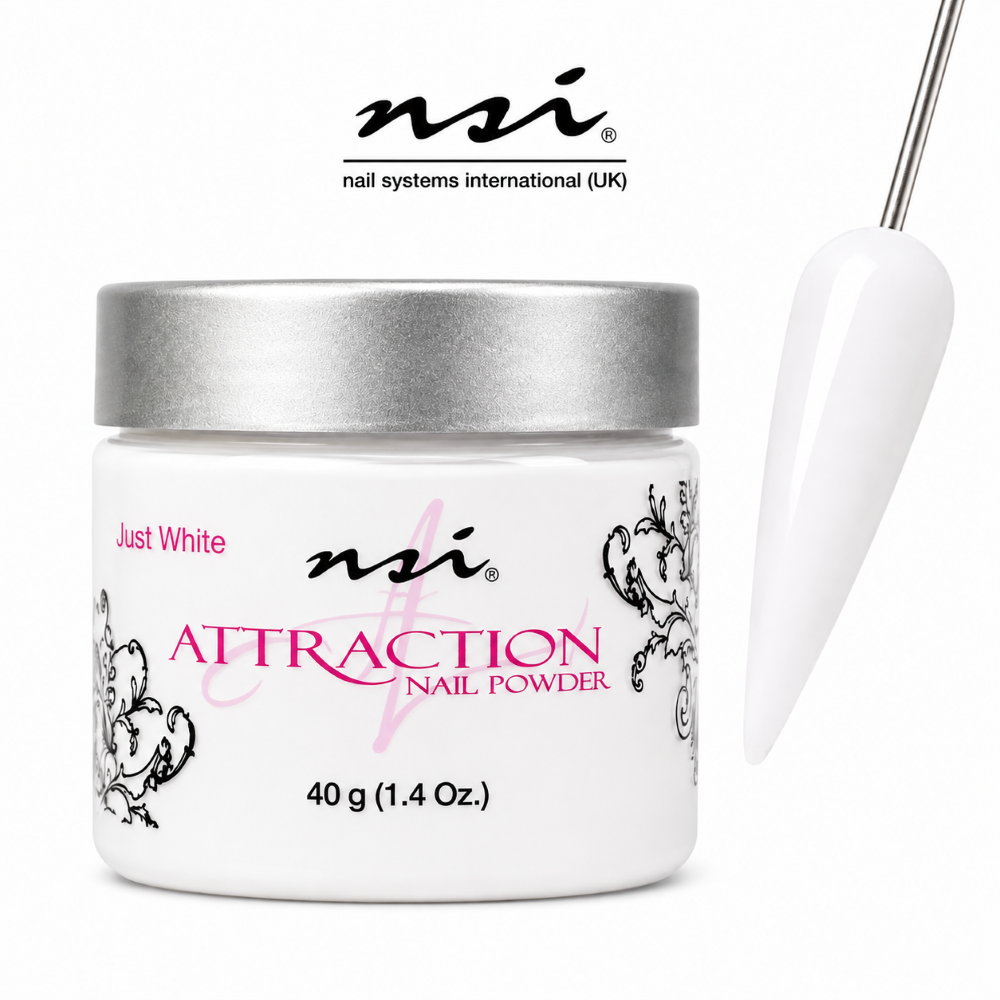 NSI ATTRACTION ACRYLIC POWDER - GLISTENING MASQUE SOFT WHITE 40g