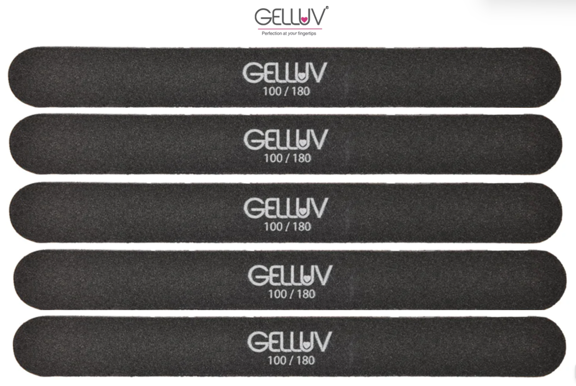 GELLUV BLACK STRAIGHT FILE - 100/180 grit - 5 pack