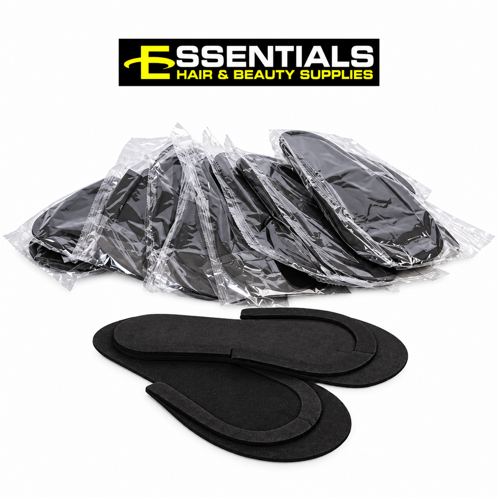 ESSENTIALS BLACK DISPOSABLE FLIP FLOPS (12 pack)