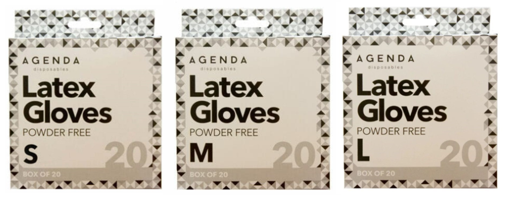 AGENDA LATEX POWDER FREE GLOVES - 20 PACK