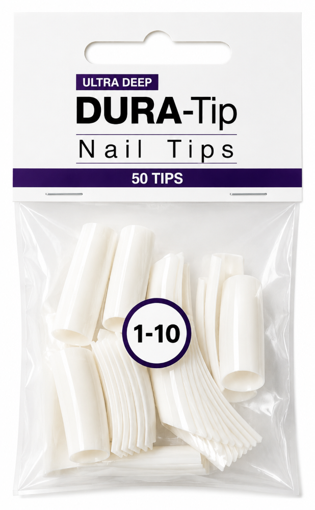 NSI DURA TIPS ULTRA DEEP WHITE SIZES 1-10 - 50 PACK