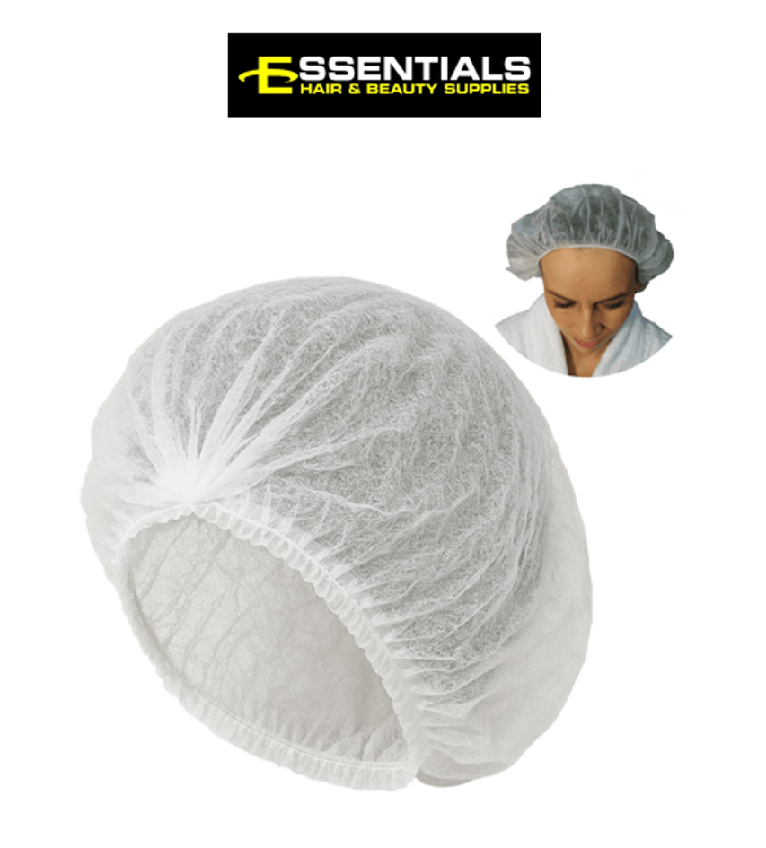 ESSENTIALS DISPOSABLE MOB CAPS - WHITE (100 pack)