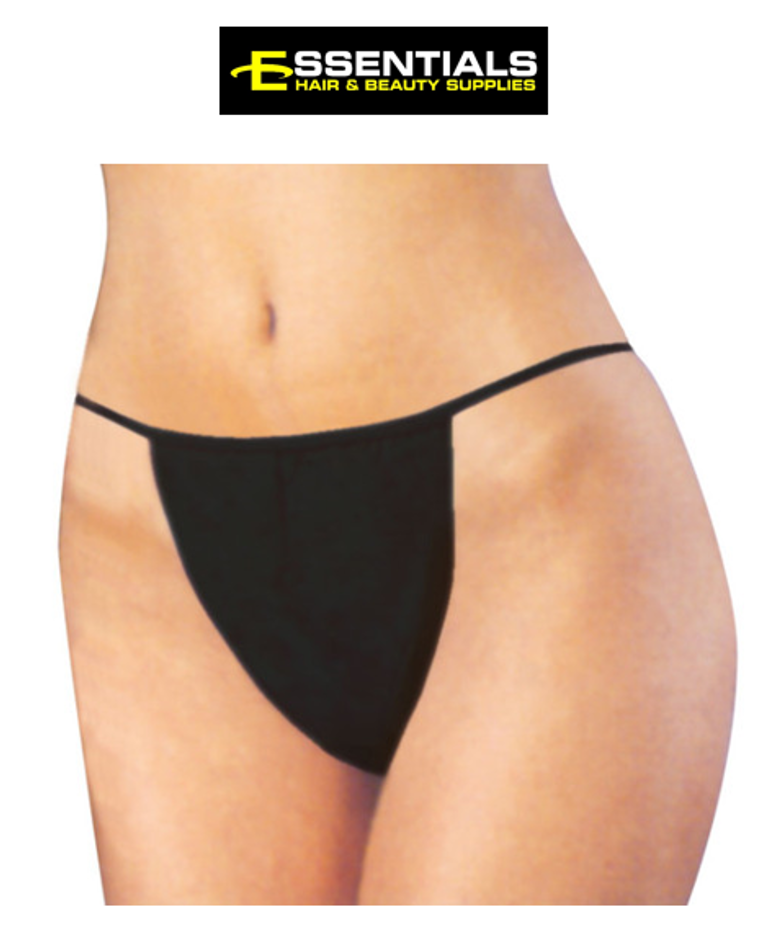ESSENTIALS BLACK DISPOSABLE G STRINGS (50 Pack)