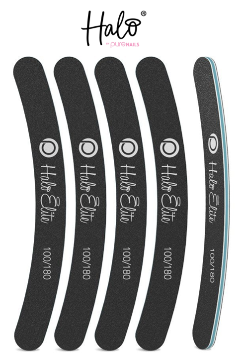 HALO ELITE 100/180 - BLACK BOOMERANG FILE (5 PACK)