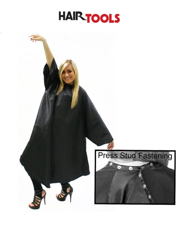 HAIR TOOLS SLEEVED GOWN (POPPERS) - BLACK