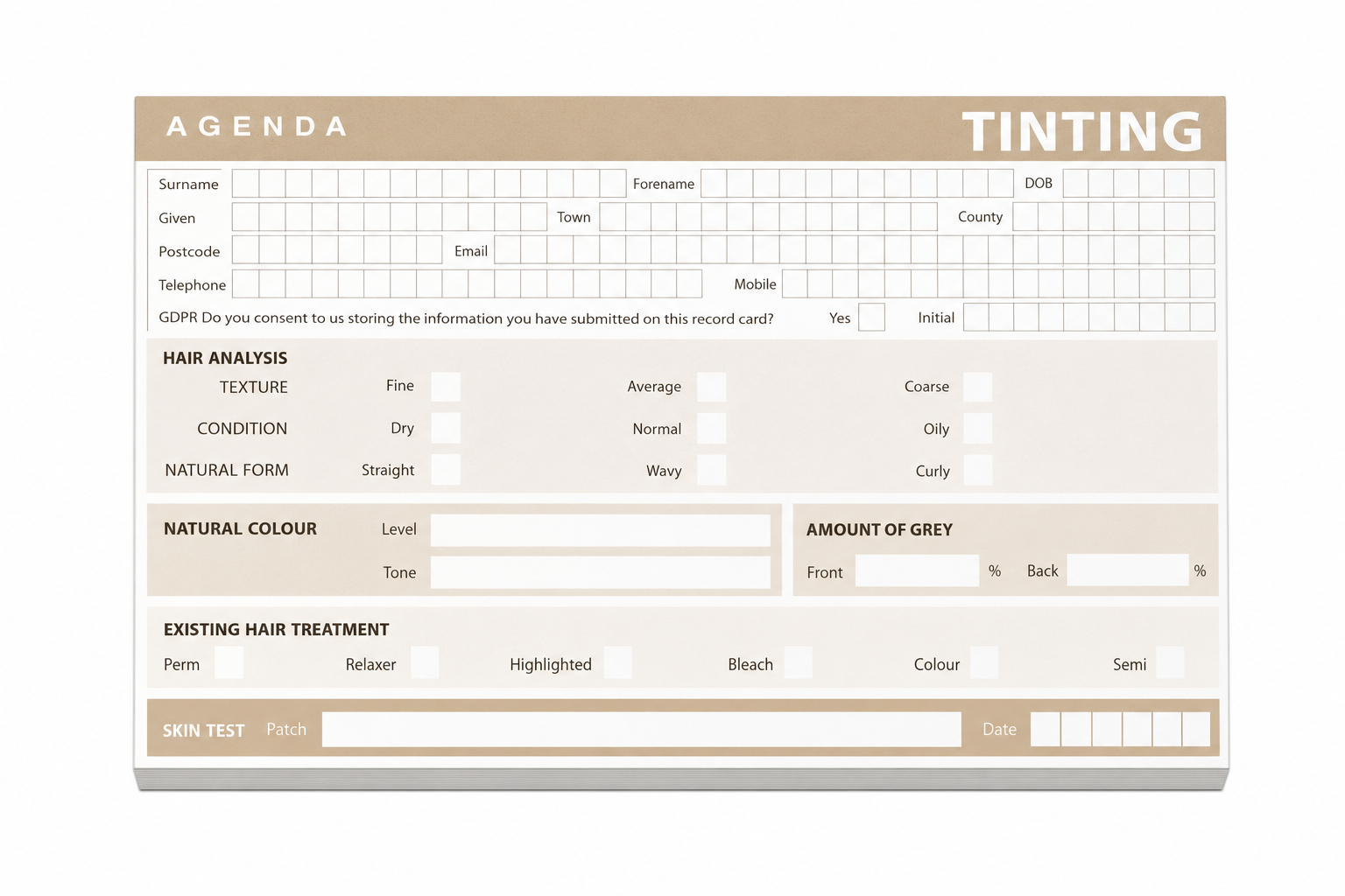 (RC2) RECORD CARDS - TINTING (100 PACK)