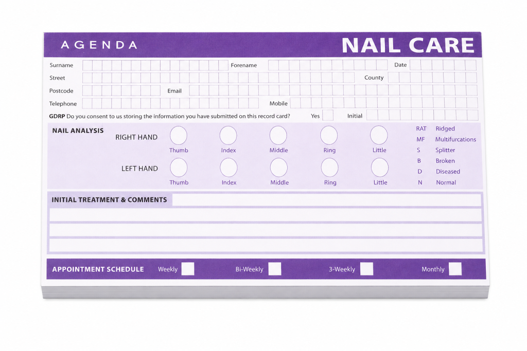 (RC6) RECORD CARDS - NAILS (100 PACK)