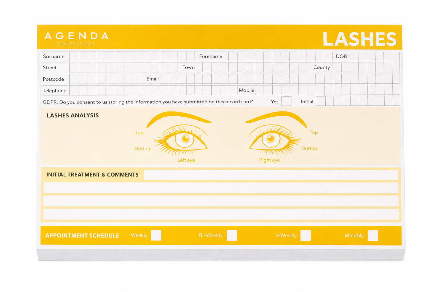 (RC9) RECORD CARDS - BROWS / LASHES (100 PACK)