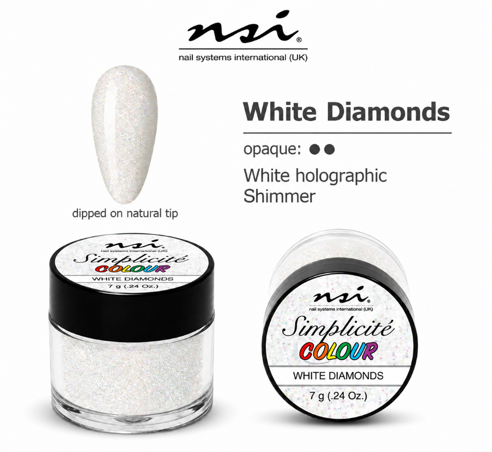 NSI SIMPLICITE COLOURED ACRYLIC POWDER 7g - WHITE DIAMONDS