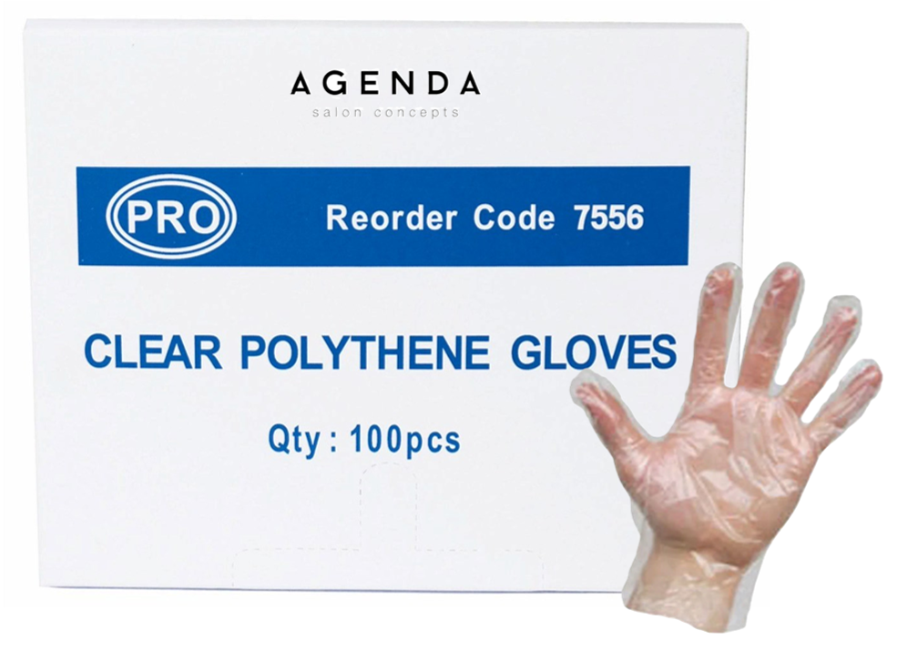 AGENDA DISPOSABLE CLEAR POLYTHENE GLOVES - 100 PACK