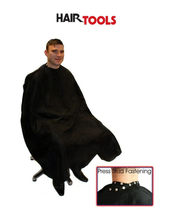 HAIR TOOLS DELUXE BARBER GOWN (POPPERS) - BLACK