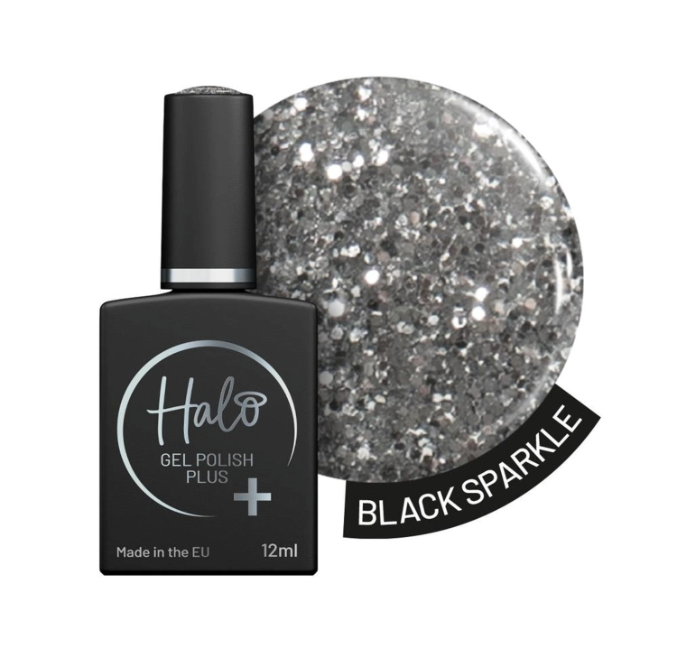 HALO GEL POLISH PLUS BLACK SPARKLE - 12ML - HEMA FREE