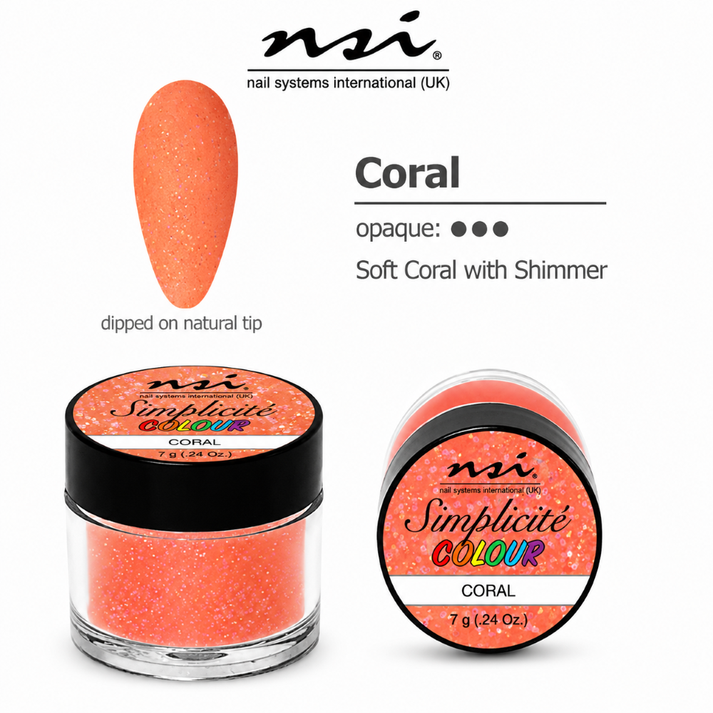 NSI SIMPLICITE COLOURED ACRYLIC POWDER 7g - CORAL