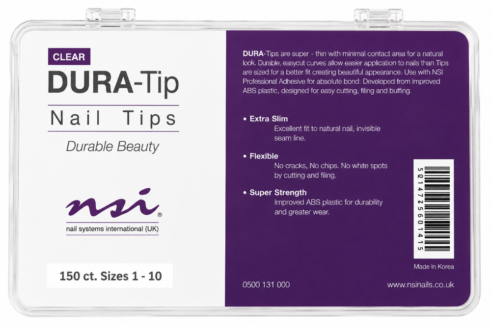 NSI DURA TIPS CLEAR SIZES 1-10 - 300 PACK
