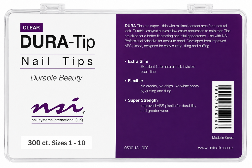 NSI DURA TIPS CLEAR SIZES 1-10 - 300 PACK