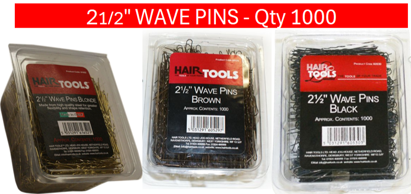 HAIR TOOLS 2.5" WAVED PINS - 1000 PACK