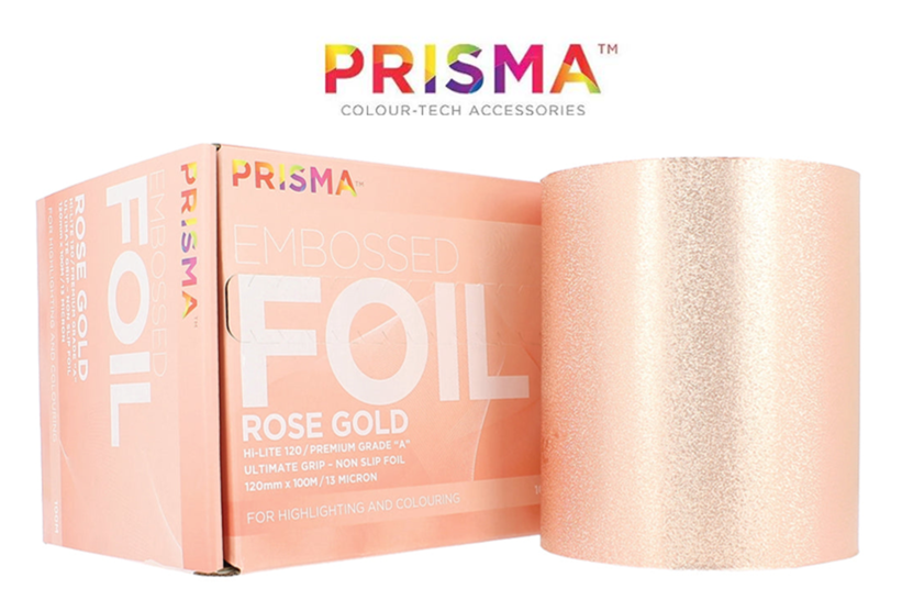 PRISMA EMBOSSED FOIL ROLL - ROSE GOLD 12CM X 100M