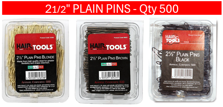HAIR TOOLS 2.5" PLAIN PINS - 500 PACK