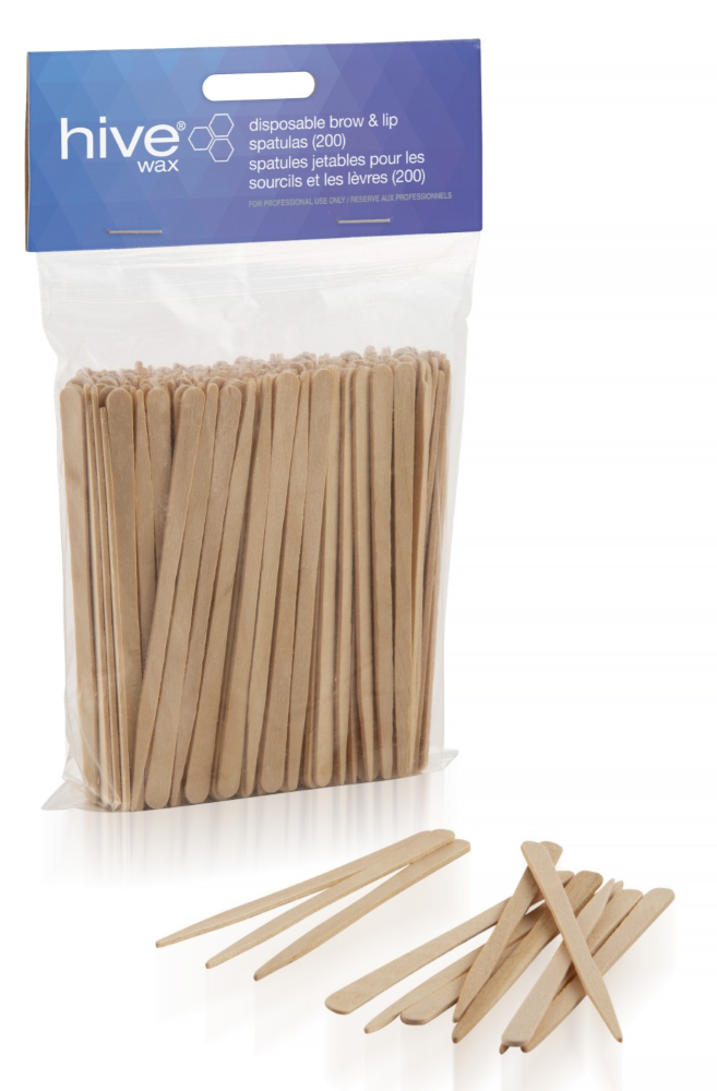 HIVE DISPOSABLE BROW & LIP WOODEN SPATULAS - 200 Pack