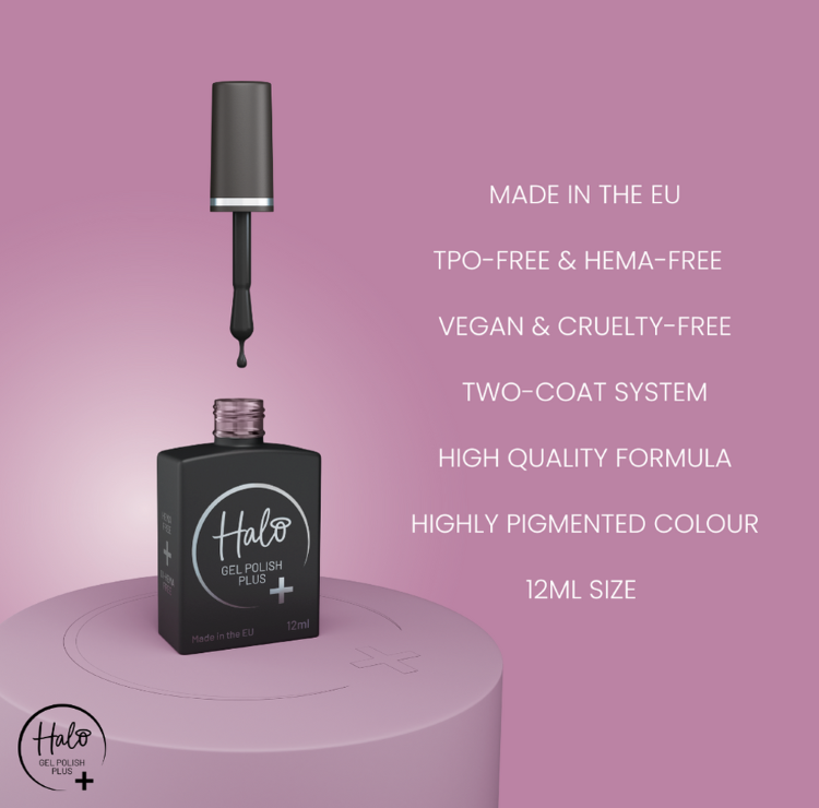 HALO GEL POLISH PLUS RUBBER BASE COAT - 12ML - HEMA FREE - Image 2
