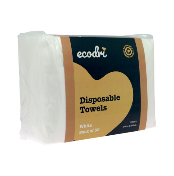 ECODRI DISPOSABLE TOWEL WHITE - 50 PACK