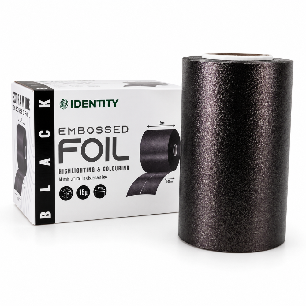 IDENTITY EMBOSSED EXTRA WIDE FOIL 12CM X 100M - MATTE BLACK - Image 2