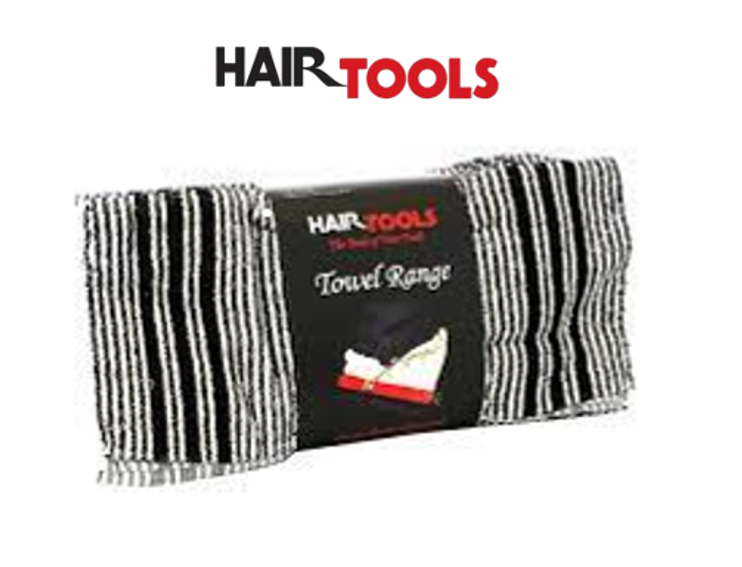 HAIR TOOLS HUMBUG TOWELS - BLACK/WHITE (12 PACK)