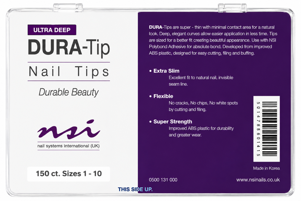 NSI DURA TIPS ULTRA DEEP WHITE SIZES 1-10 - 150 PACK