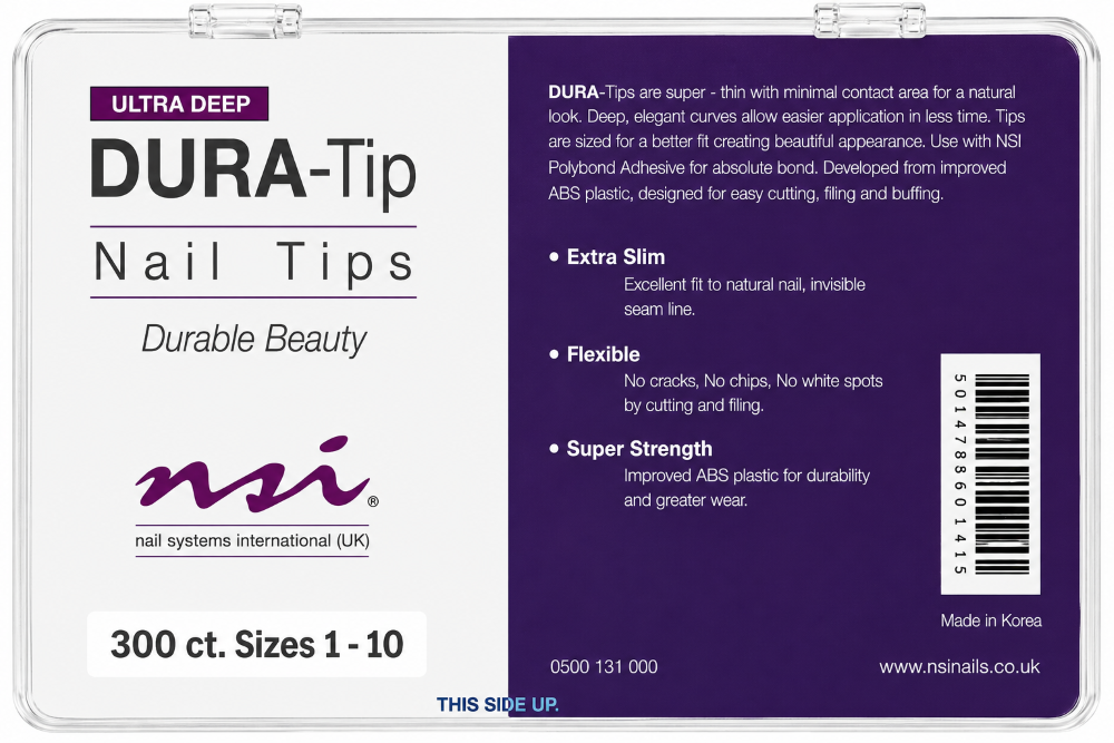 NSI DURA TIPS ULTRA DEEP WHITE SIZES 1-10 - 300 PACK