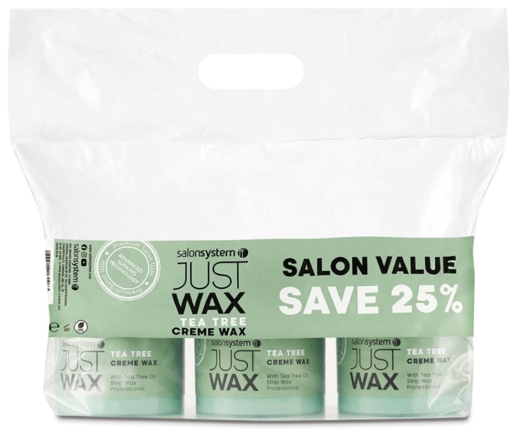 SALON SYSTEM JUST WAX TEA TREE WAX  - 450g - 3 PACK SAVER