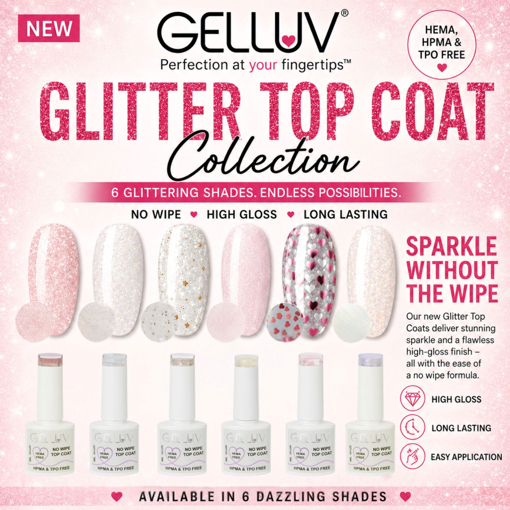 GELLUV NO WIPE SPARKLE TOP COAT 8ML - LUXE - Image 2