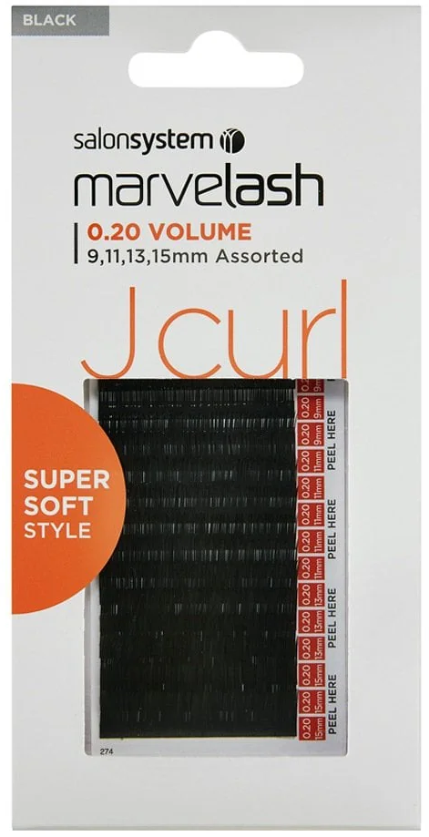 SALON SYSTEM MARVELASH J CURL (SILKY) 0.20 - ASSORTED 9,11,13,15mm Black